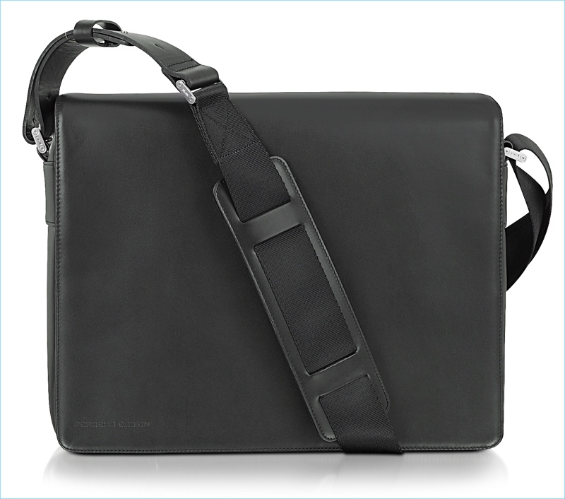 Porsche Design Black Leather Messenger Bag