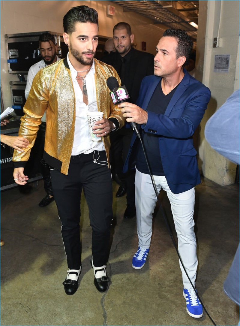 July 2017: Maluma does press backstage at Univision's 2017 Premios Juventud.