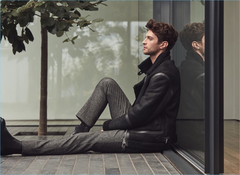 British model Matthew Bell wears a chic fall-winter 2017 look by Reiss.