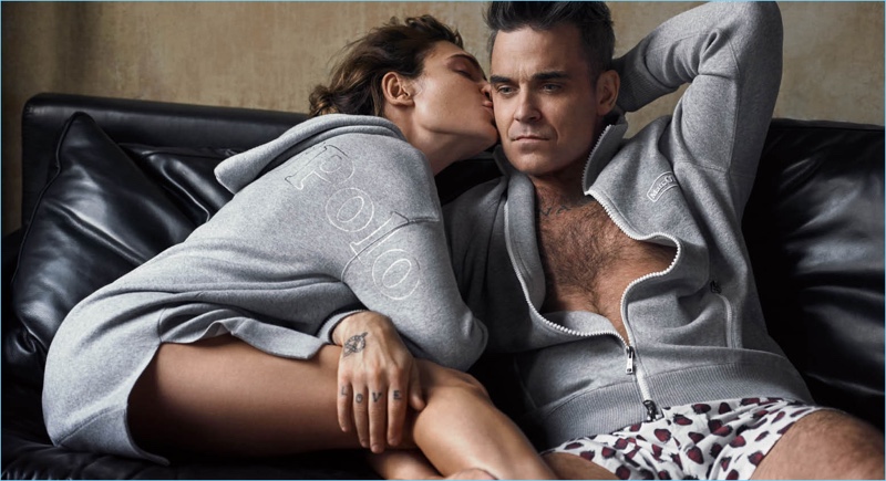 Ayda kisses Robbie Williams in Marc O'Polo's new campaign.