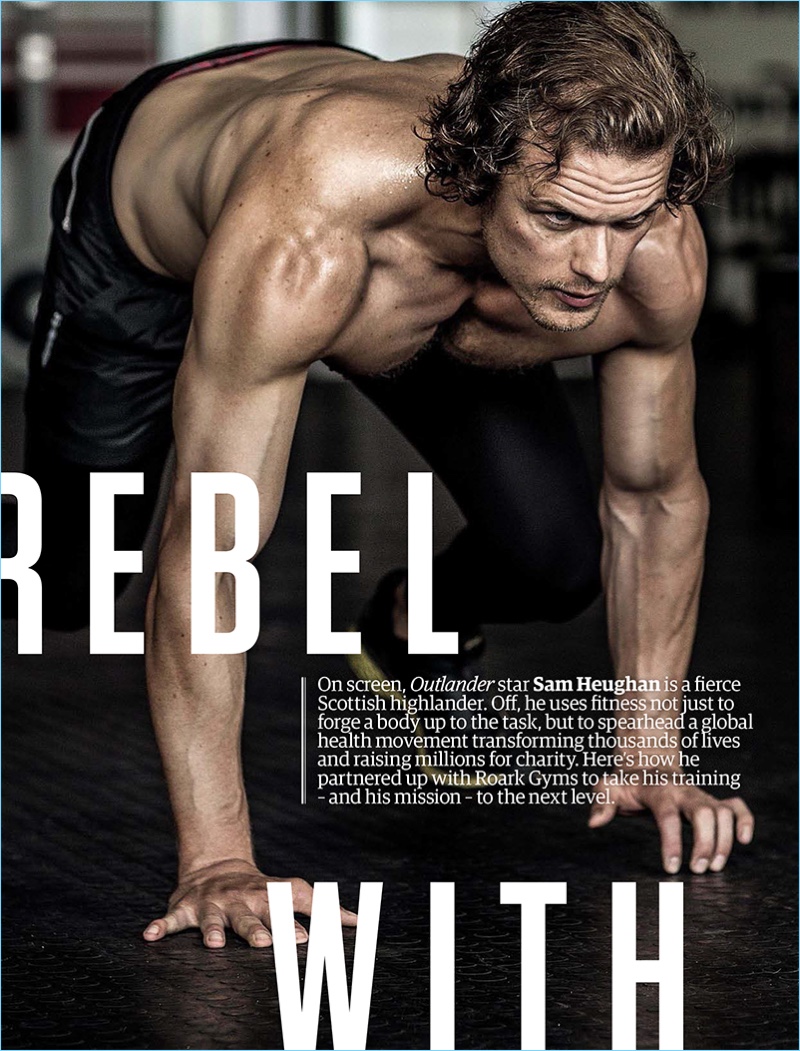 Working out, Sam Heughan graces the pages of Men's Health South Africa.