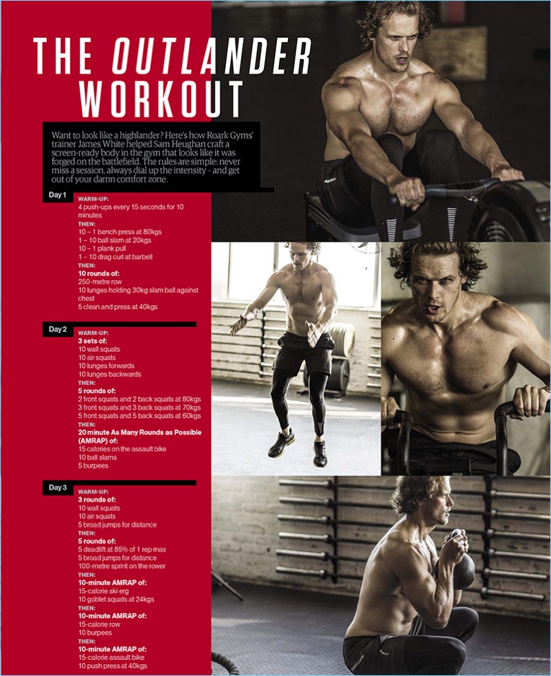 Men's Health South Africa shares Sam Heughan's workout for Outlander.