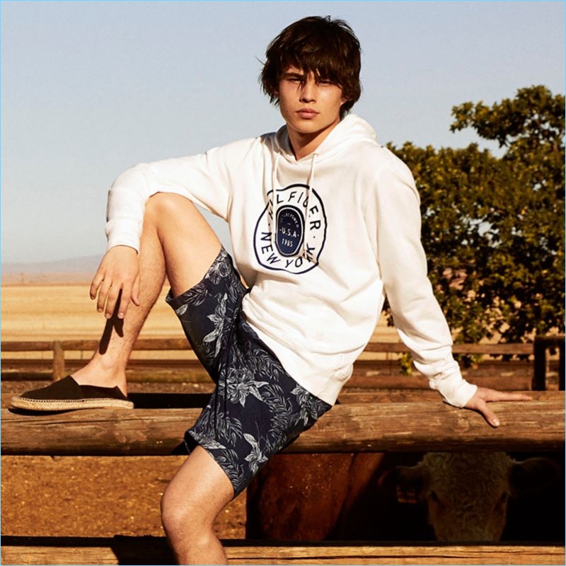 Beyond the Beach: Hilfiger New York Hoodie $109.50 and Blue Hawaii Club Shorts $99.50