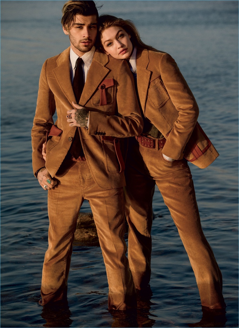 Couple Zayn Malik and Gigi Hadid wear brown corduroy looks from Prada for Vogue. » Zayn Malik & Gigi Hadid Cover Vogue, Anwar Appears in Shoot Couple Zayn Malik and Gigi Hadid wear brown corduroy looks from Prada for Vogue.