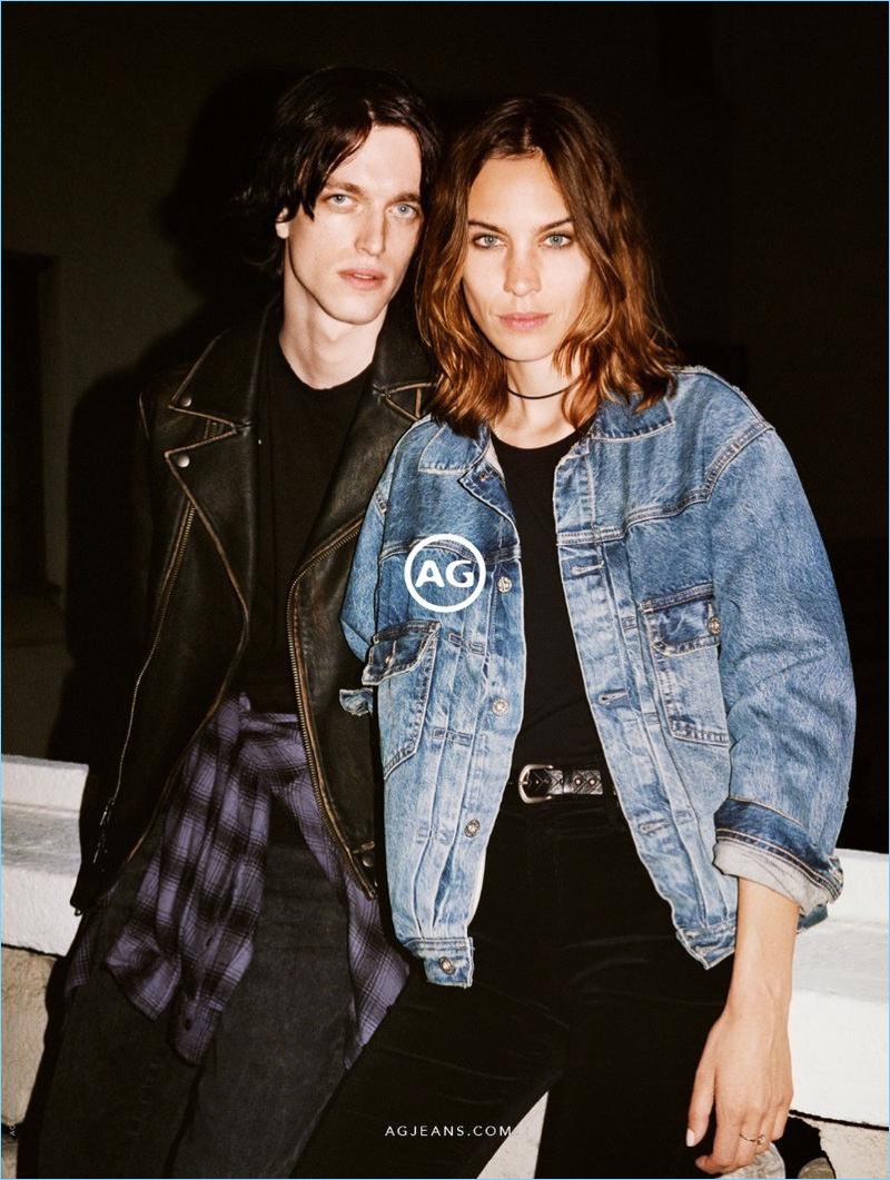 Channeling nineties style, Reuben Ramacher and Alexa Chung star in AG's fall-winter 2017 campaign.