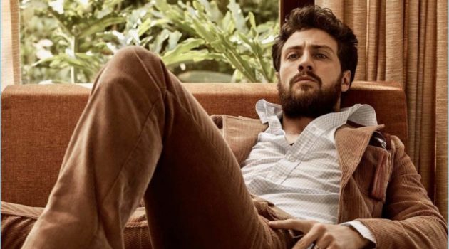 Aaron Taylor-Johnson, Diego Luna + More Pose for Vanity Fair Shoot Aaron Taylor-Johnson relaxes in a Prada look with Red Wing boots.