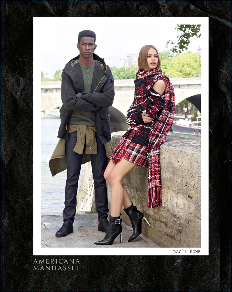 Models Salomon Diaz and Brigit Kos rock Rag & Bone fashions.