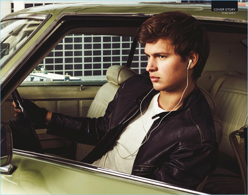 Actor Ansel Elgort gets behind the wheel for his GQ Japan photo shoot.