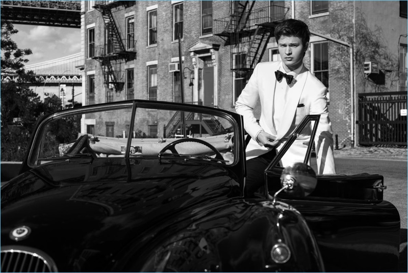 Promoting Baby Driver, Ansel Elgort appears in a feature for Gentleman's Journal.