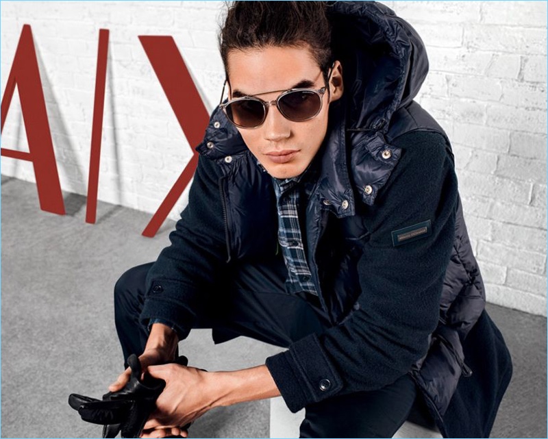 Armani Exchange taps model Vito Basso to model its fall 2017 fashions.