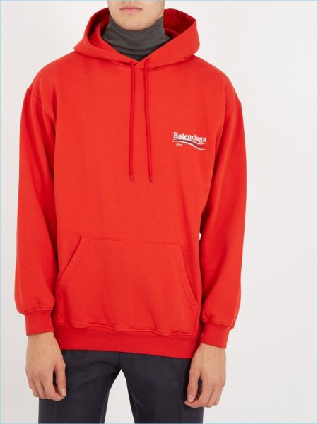 Balenciaga Logo Print Red Sweatshirt