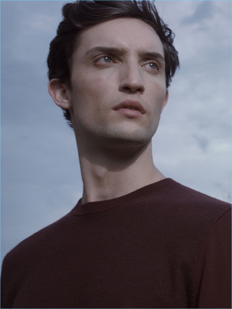 Model Max Von Isser wears a merino-wool sweater by COS.