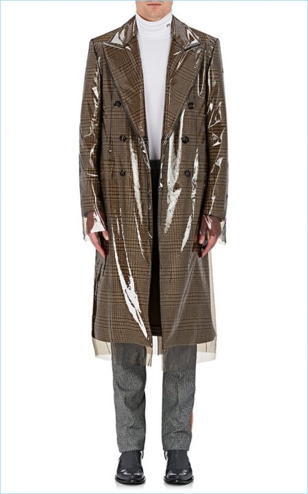 Calvin Klein 205W39NYC Checked Virgin Wool Coat and Removable Cover