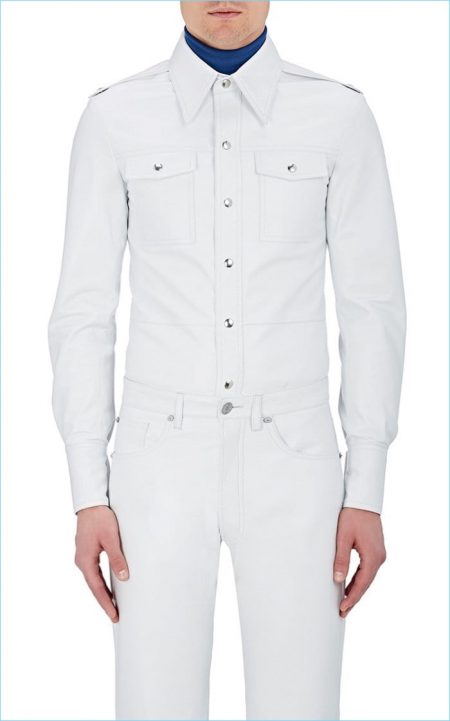 Calvin Klein 205W39NYC White Leather Western Shirt