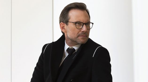 Actor Christian Slater dons a fall-winter 2017 look from Dior Homme.