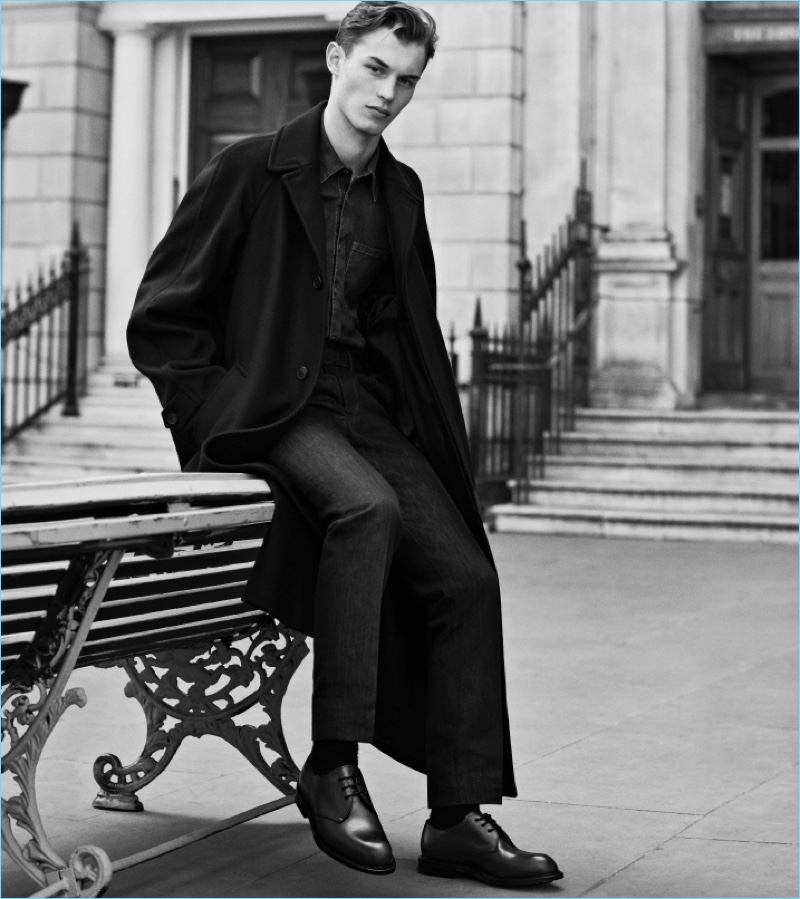 British model Kit Butler dons Church's Stance shoes for its fall-winter 2017 campaign.
