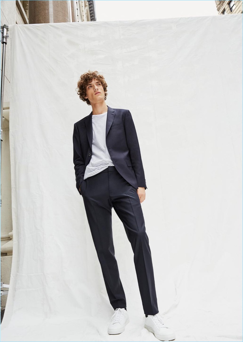 Suiting up, Serge Rigvava fronts Club Monaco's fall-winter 2017 campaign.