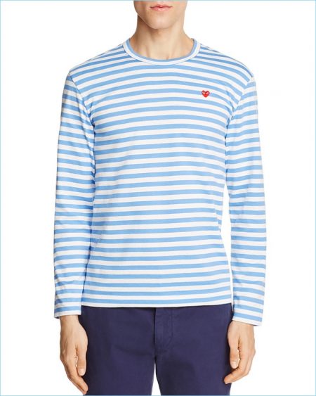 Comme des Garçons PLAY Striped Logo Tee