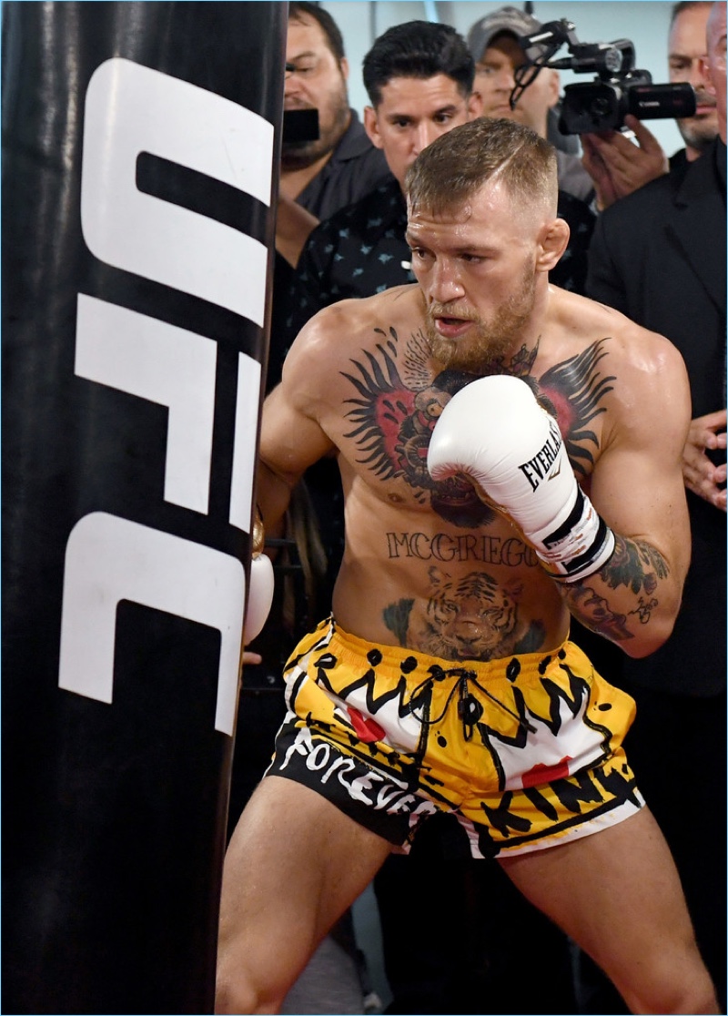 August 2017: Conor McGregor hosts a media workout at the UFC Performance Institute in Las Vegas, Nevada.