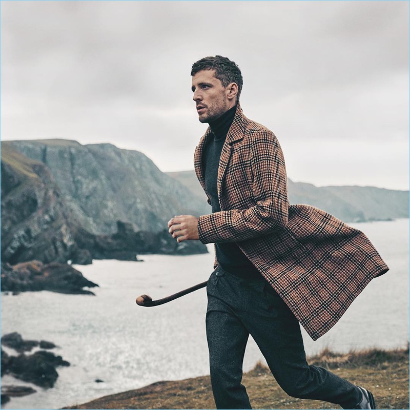 British model George Barnett takes to the outdoors for DAKS' fall-winter 2017 campaign.