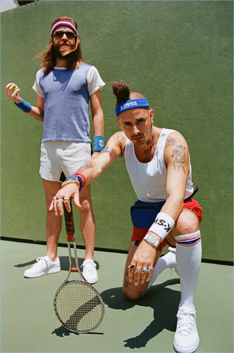 DNCE members Jack Lawless and Cole Whittle front a tennis-inspired campaign for K-Swiss.