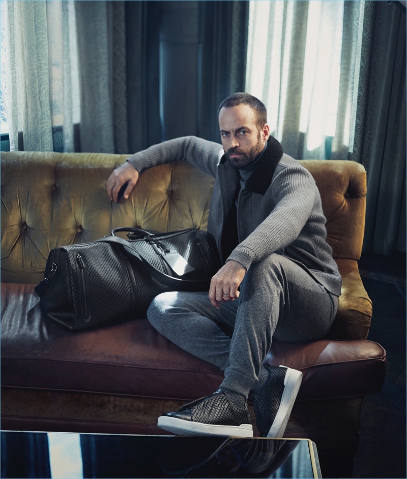 Benjamin Millepied appears in Ermenegildo Zegna's fall-winter 2017 campaign.