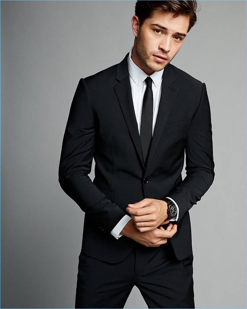 Men's Slim-Fit Suits Cheap Express Skinny Innovator Black Suit