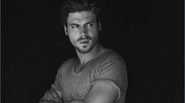 François Arnaud Poses for Interview Magazine, Talks 'Midnight, Texas' François Arnaud wears a T by Alexander Wang t-shirt with pinstripe Dior Homme trousers.