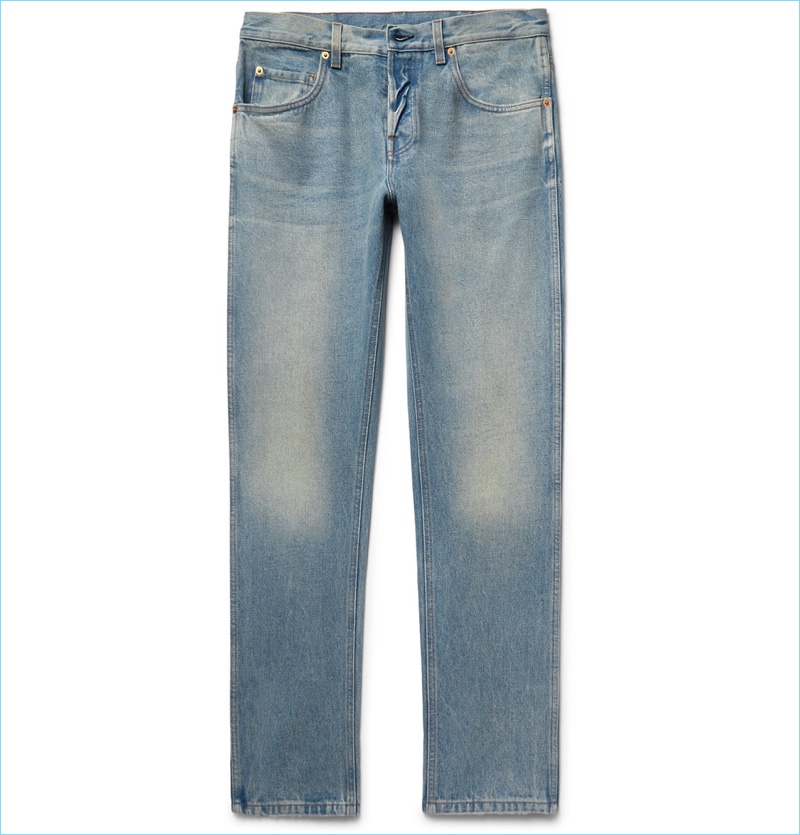 Gucci Slim-Fit Distressed Stonewashed Denim Jeans