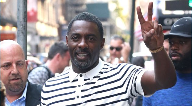 Idris Elba dons a striped Burberry polo as he attends a taping of Good Morning America in New York City.