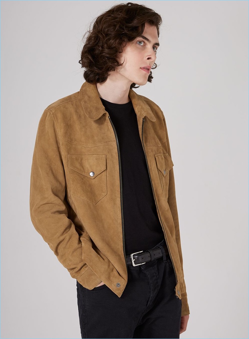 JAMES BAY X TOPMAN Suede Harrington Jacket