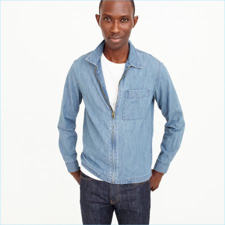 J.Crew Men's Lightweight Denim Zip-Front Overshirt