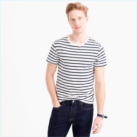 J.Crew Men's Slub Cotton Deck Striped T-Shirt