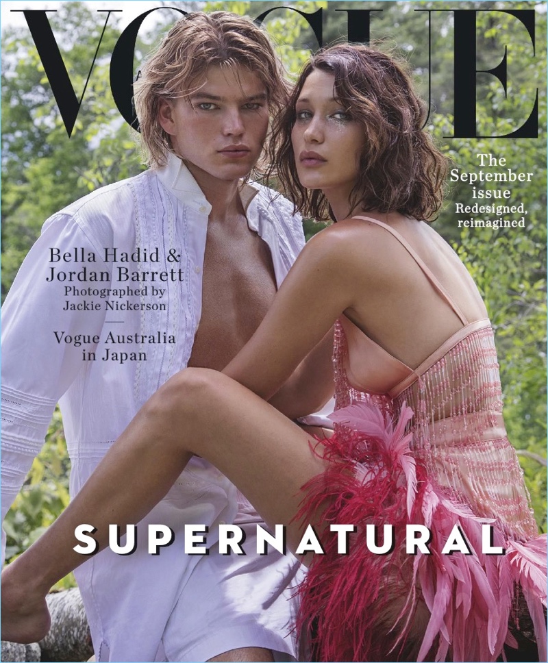 Jordan Barrett Bella Hadid 2017 Vogue Australia Cover