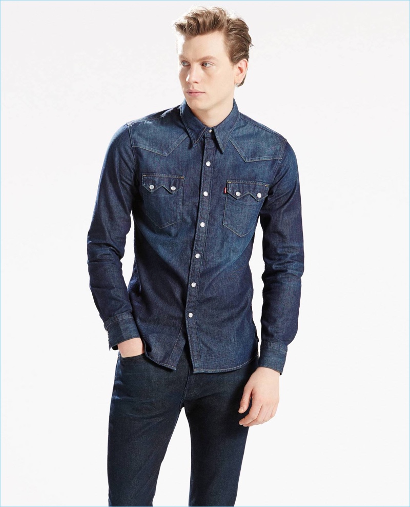 levi denim shirt mens