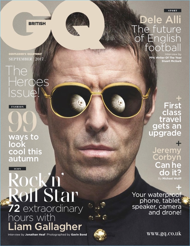 Liam Gallagher covers the September 2017 issue of British GQ.