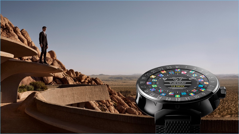An image from Louis Vuitton's Tambour Horizon connected watch campaign.