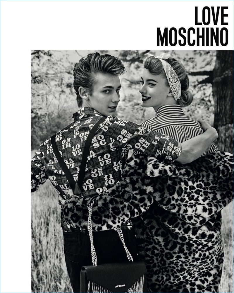 Models Kristian Einla and Giulia Maenza couple up for Love Moschino's fall-winter 2017 campaign. » Take 5: Fall '17 Campaigns from Bottega Veneta, DAKS + More Models Kristian Einla and Giulia Maenza couple up for Love Moschino's fall-winter 2017 campaign.