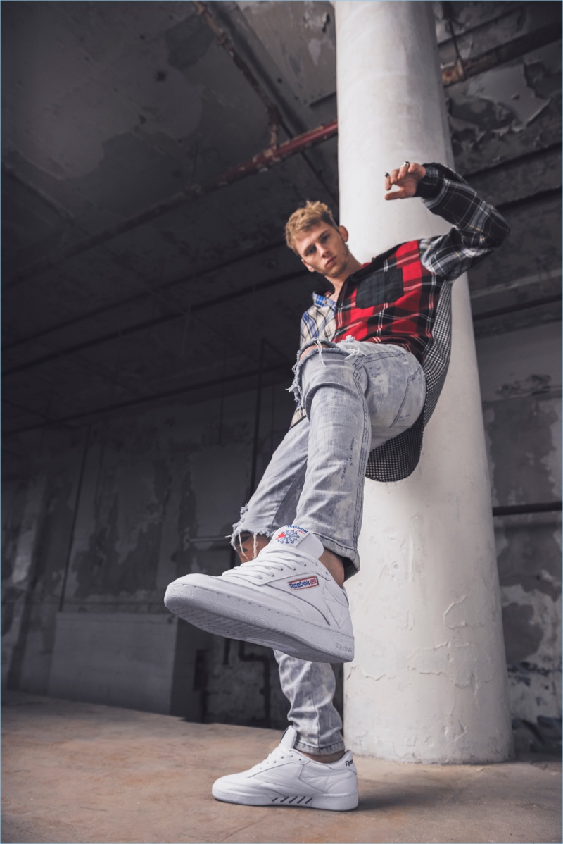 Machine Gun Kelly stars in Reebok's Club C Overbranded campaign.