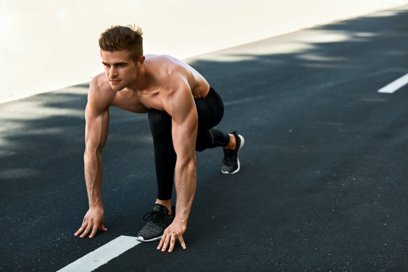 Male Model Shirtless Running