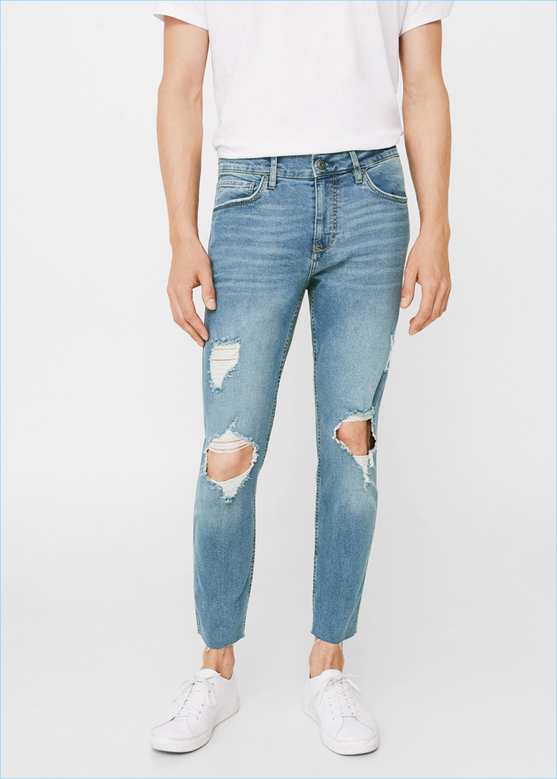 Mango Man Skinny Greg Ripped Jeans