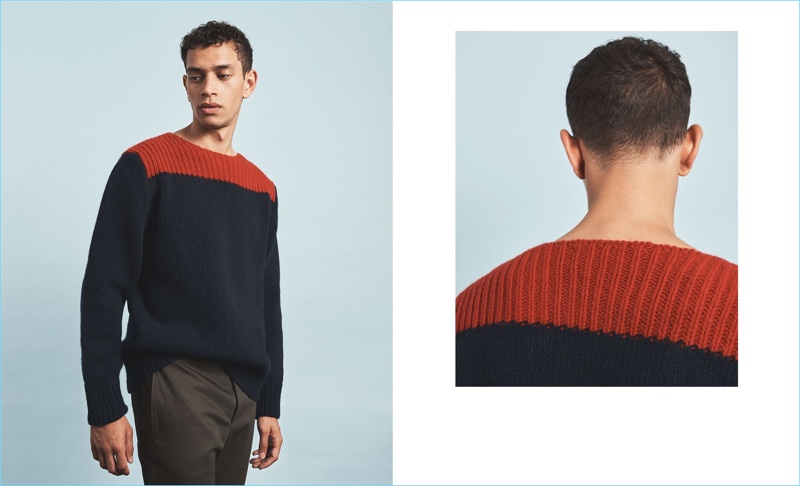 Model Raith Clarke goes simple in a Marni wool-blend sweater and cropped trousers.