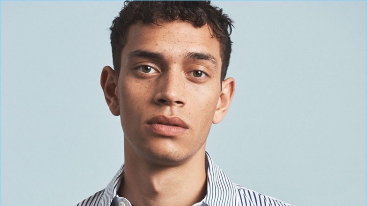 Marni lands in the spotlight with a new shoot from Matches Fashion. Here, Raith Clarke wears a Marni striped shirt and sweater.