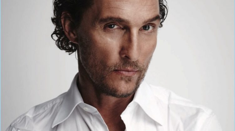 Ready for his close-up, Matthew McConaughey dons a classic white dress shirt.