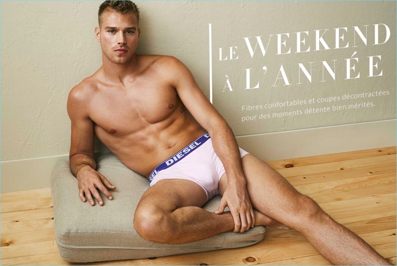 Modeling Diesel underwear, Matthew Noszka links up with Simons.