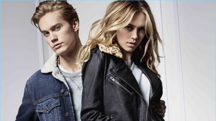 Pepe Jeans enlists Neels Visser and Delilah Belle Hamlin as the stars of its fall-winter 2017 campaign.