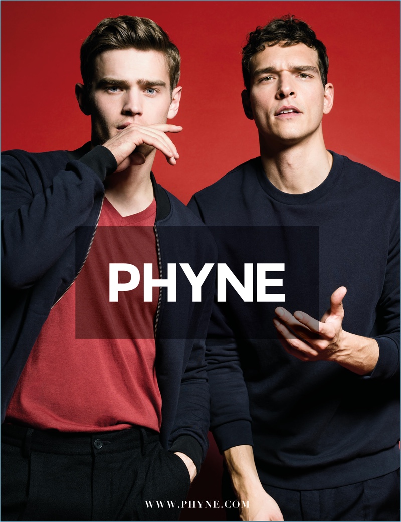 Bo Develius and Alexandre Cunha front Phyne's new advertising campaign.