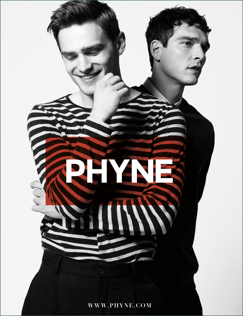 Models Bo Develius and Alexandre Cunha connect with Phyne for its new campaign.