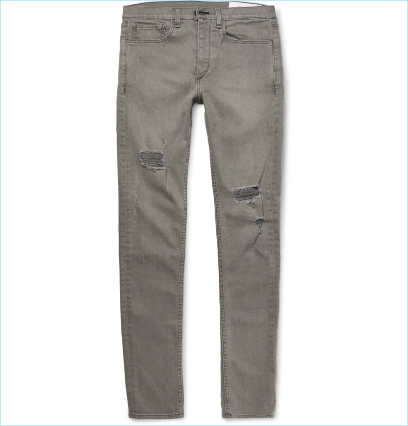 Rag & Bone Slim-Fit Distressed Stretch-Denim Jeans