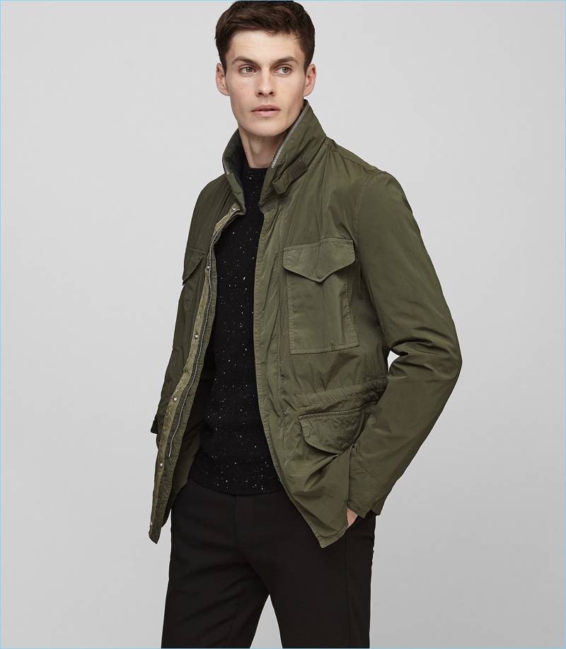 Reiss Olive Green Military Jacket